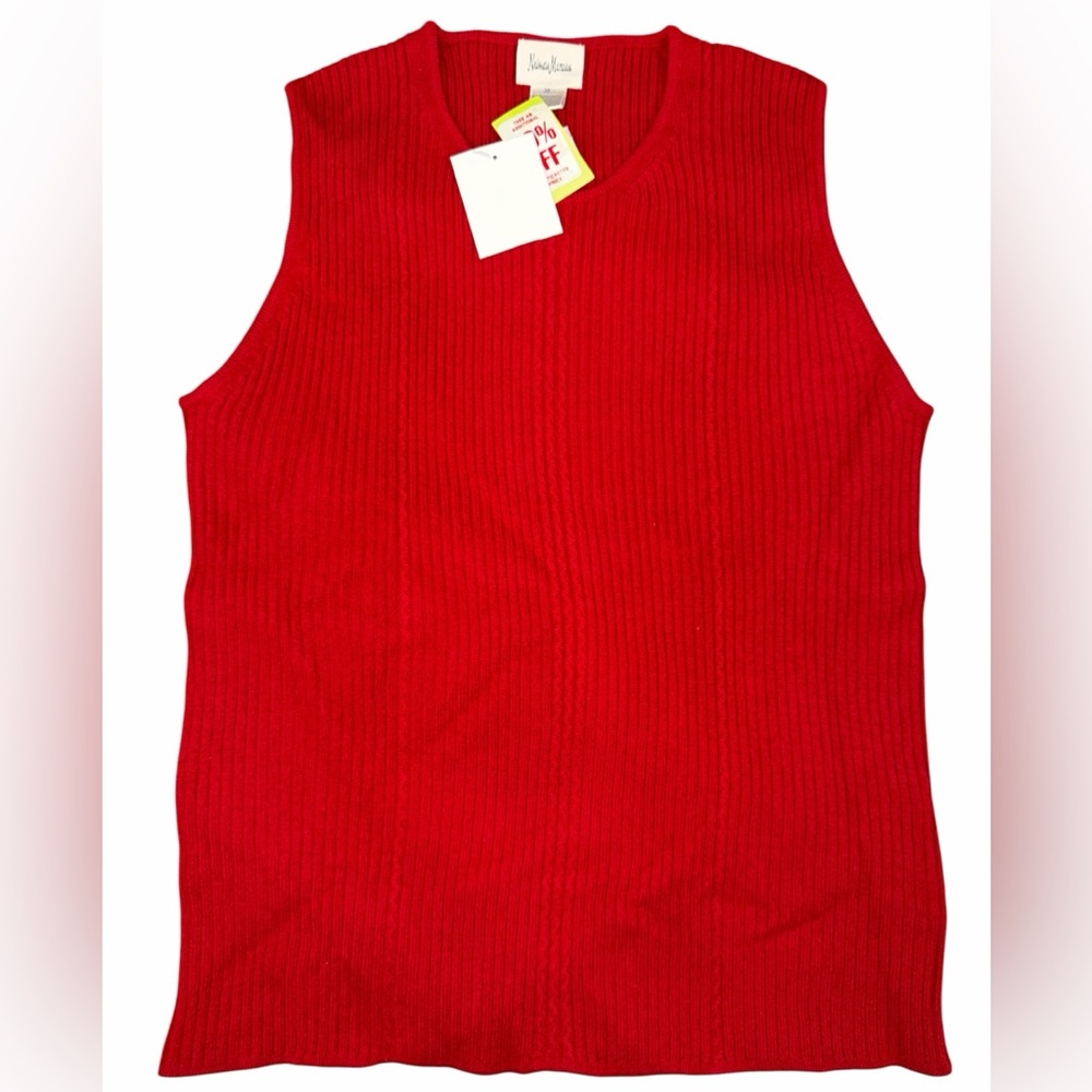 Neiman Marcus 100% Cashmere Sleeveless Sweater Tank Red XL NWT